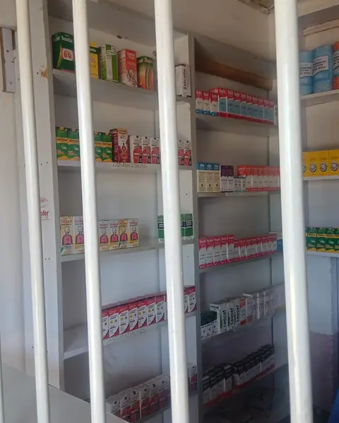 Medicine shelves at Chetu Chemist in Nyamasaria, Kisumu